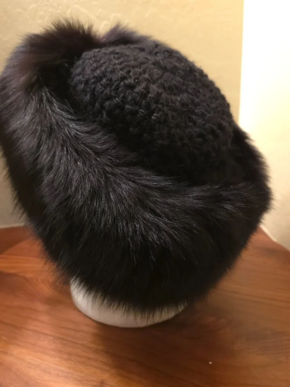 Vintage Real Fur and Knit Hat